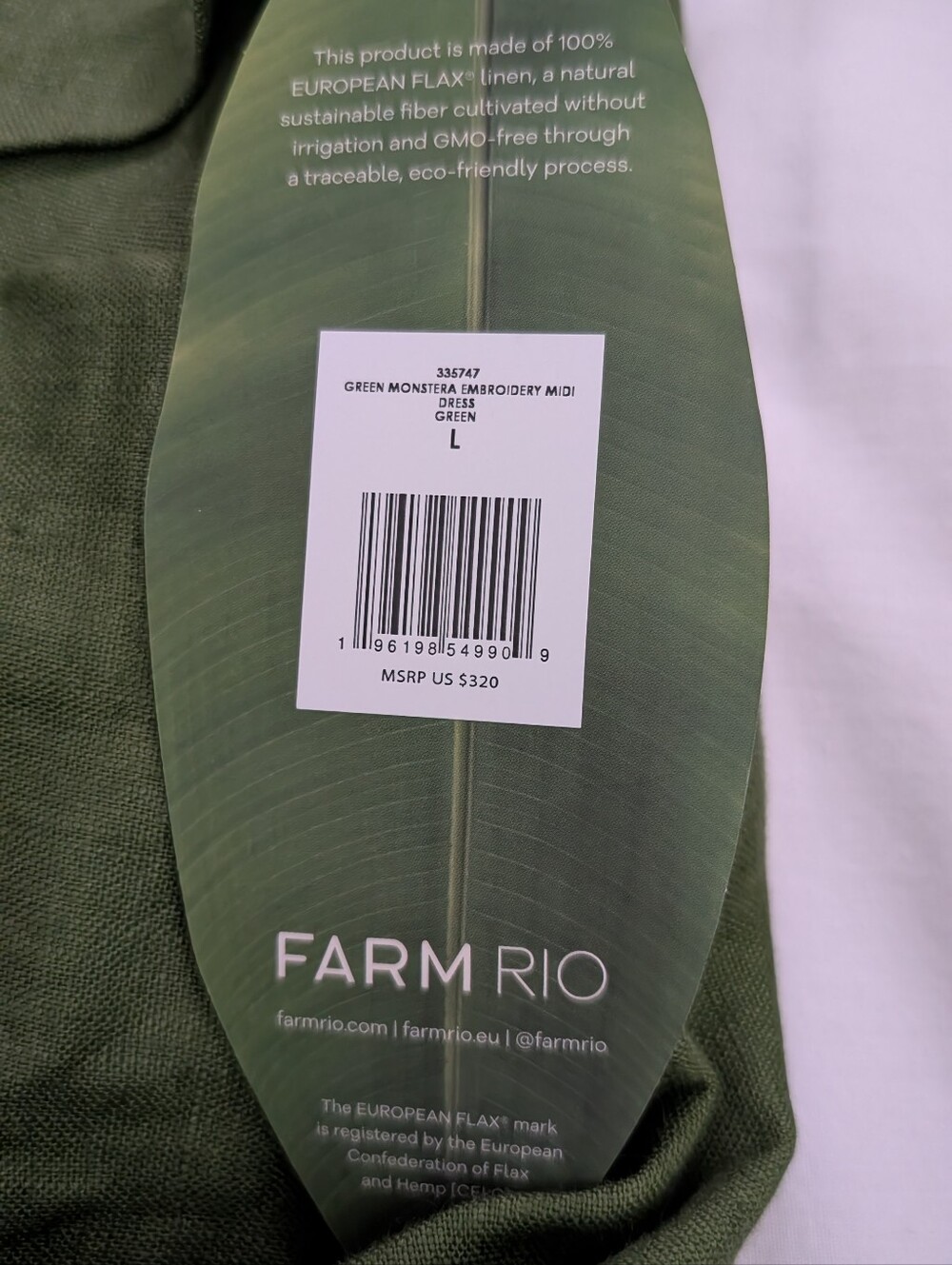 NWT Farm Rio Monstera Embroidered Linen Midi Dress - Picture 4 of 6